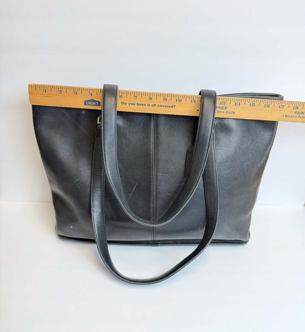 Vintage Coach Black Leather Tote Bag Made in New York City - Picture 7 of 8